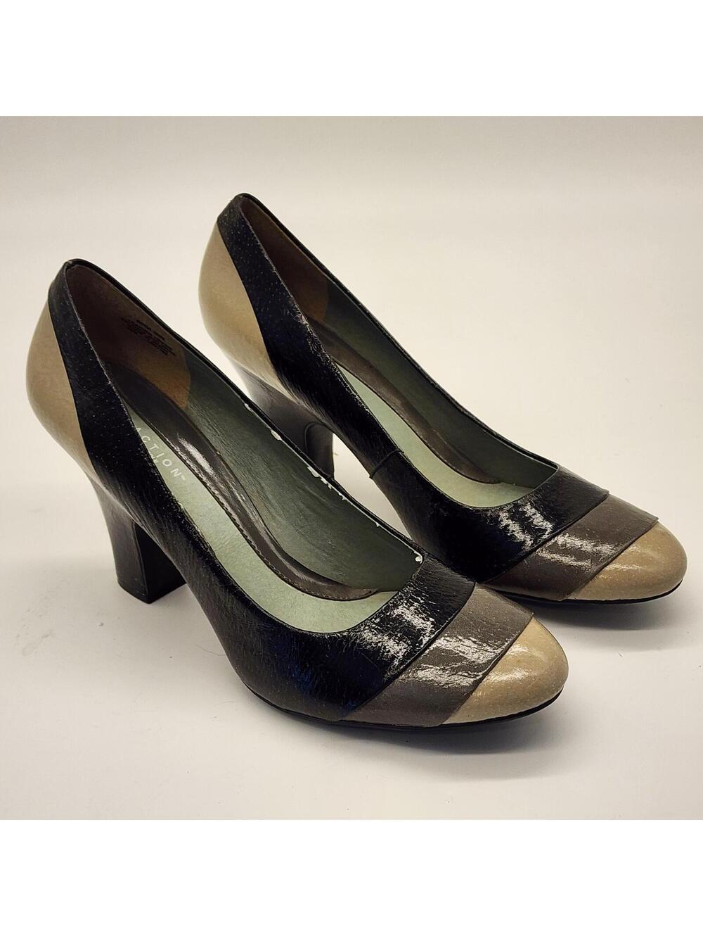 Kenneth Cole Colorblock Heels Black Gray Cream  Size 10 M